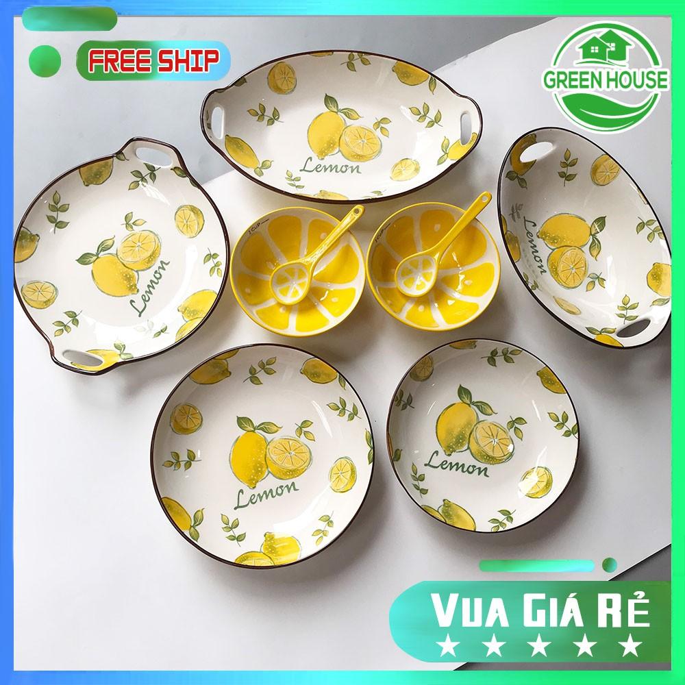 Set Bát Đĩa, Bộ Bát Đĩa Quả Chanh Vàng, Bát đĩa ăn cơm ăn mì, decor bàn ăn dễ thương