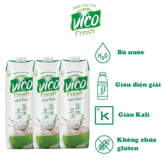 Combo 3 Hộp Nước Dừa Tươi ACP Vico Fresh 1L - Vị Xiêm