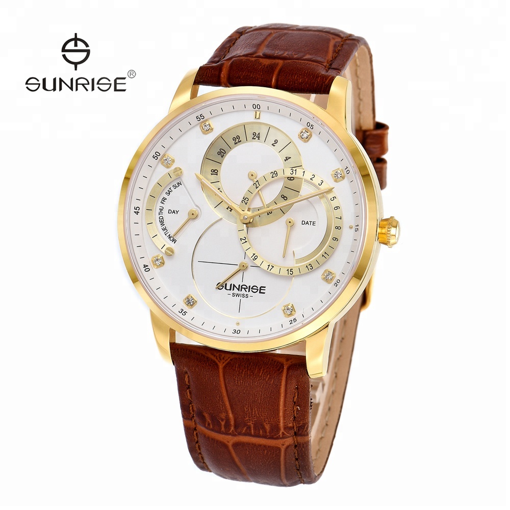 Đồng Hồ Sunrise 1146PA - Nam - Sapphire - 42mm - Quartz (Pin) - Dây da