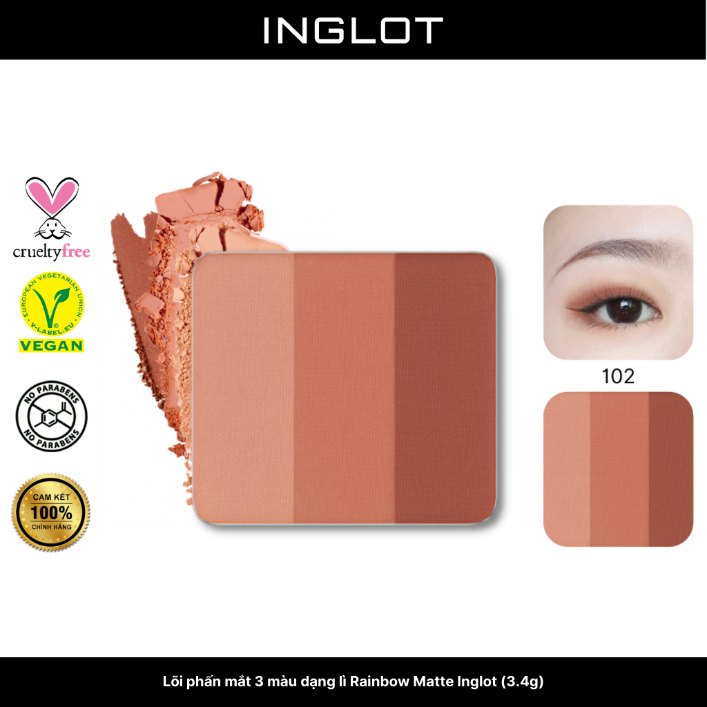 Lõi phấn mắt 3 màu dạng lì Rainbow Matte NF Inglot (3.4g)