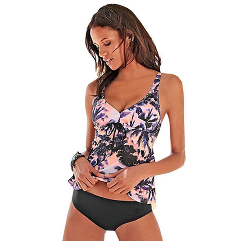 Tankini 2020 Phụ Nữ Đồ Bơi Hai Mảnh Bikini Bộ Đẩy Lên Đồ Bơi Vintage Đệm Áo Tắm Nữ Đi Biển Plus Kích Thước 3XL