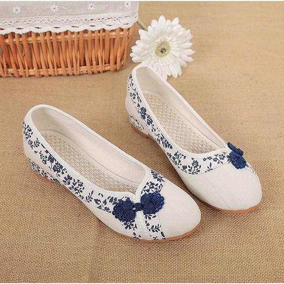 (Hình thật) Giày búp bê hoa văn cổ điển nữ tính còn size 37+38+40