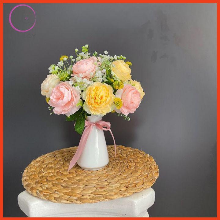 Lọ Hoa Hồng Trà Bình Hoa Decor Bàn Kệ Tủ Giá Sách