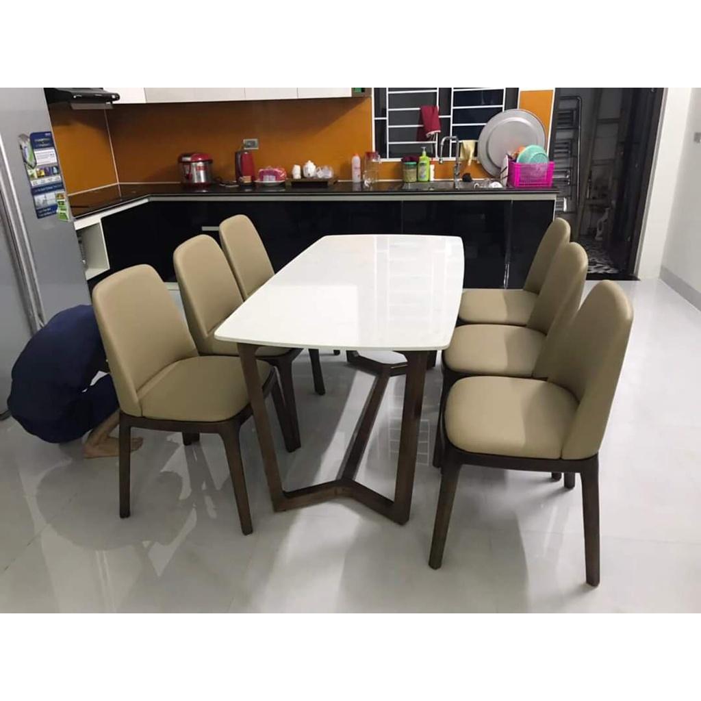 Bàn ăn 6 ghế gỗ sồi mẫu 1