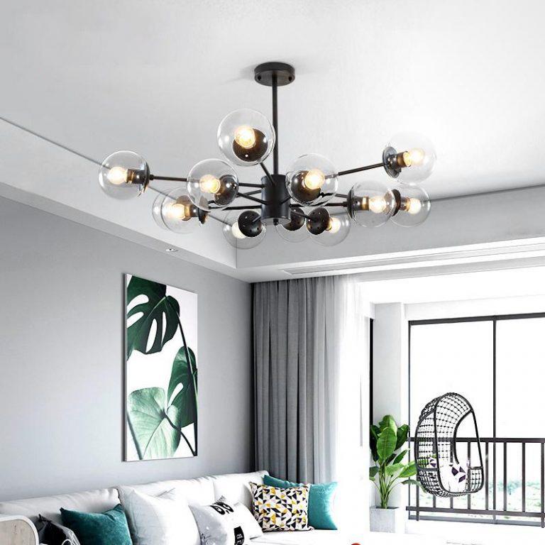 Đèn Chùm Phân Tử 9590-12 trang trí phòng khách Tặng bóng led 3 cđ ánh sáng