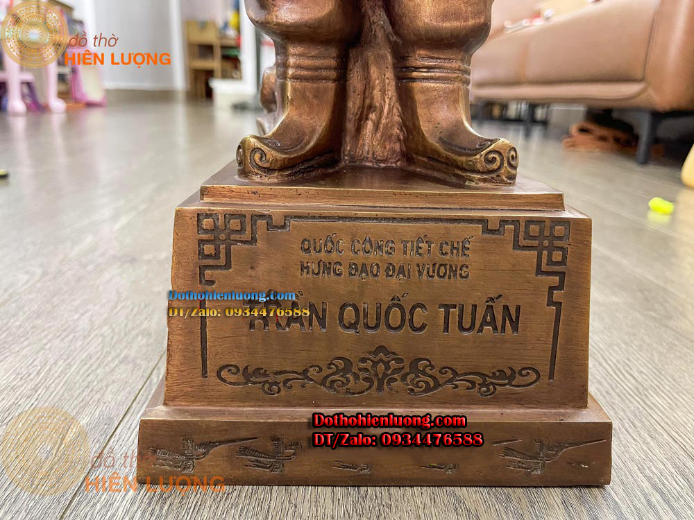 Tượng Trần Hưng Đạo - Trần Quốc Tuấn Bằng Đồng Cao 50cm Màu Nâu - Đồ Thờ Hiên Lượng