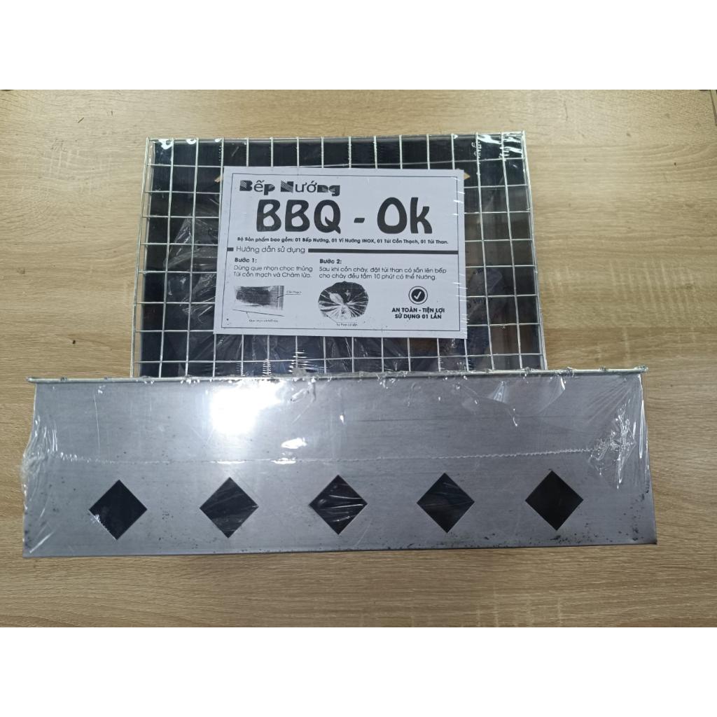 Bếp Nướng Than Hoa BBQ 31x21x9cm Tặng Kèm Túi Than Và Cồn