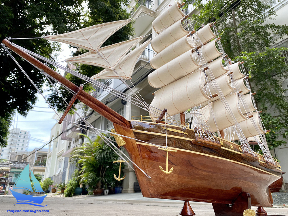 Mô hình thuyền buồm Cutty Sark dài 97cm gỗ tự nhiên, quà tặng khách hàng đối tác, thuyền gỗ trang trí văn phòng làm việc