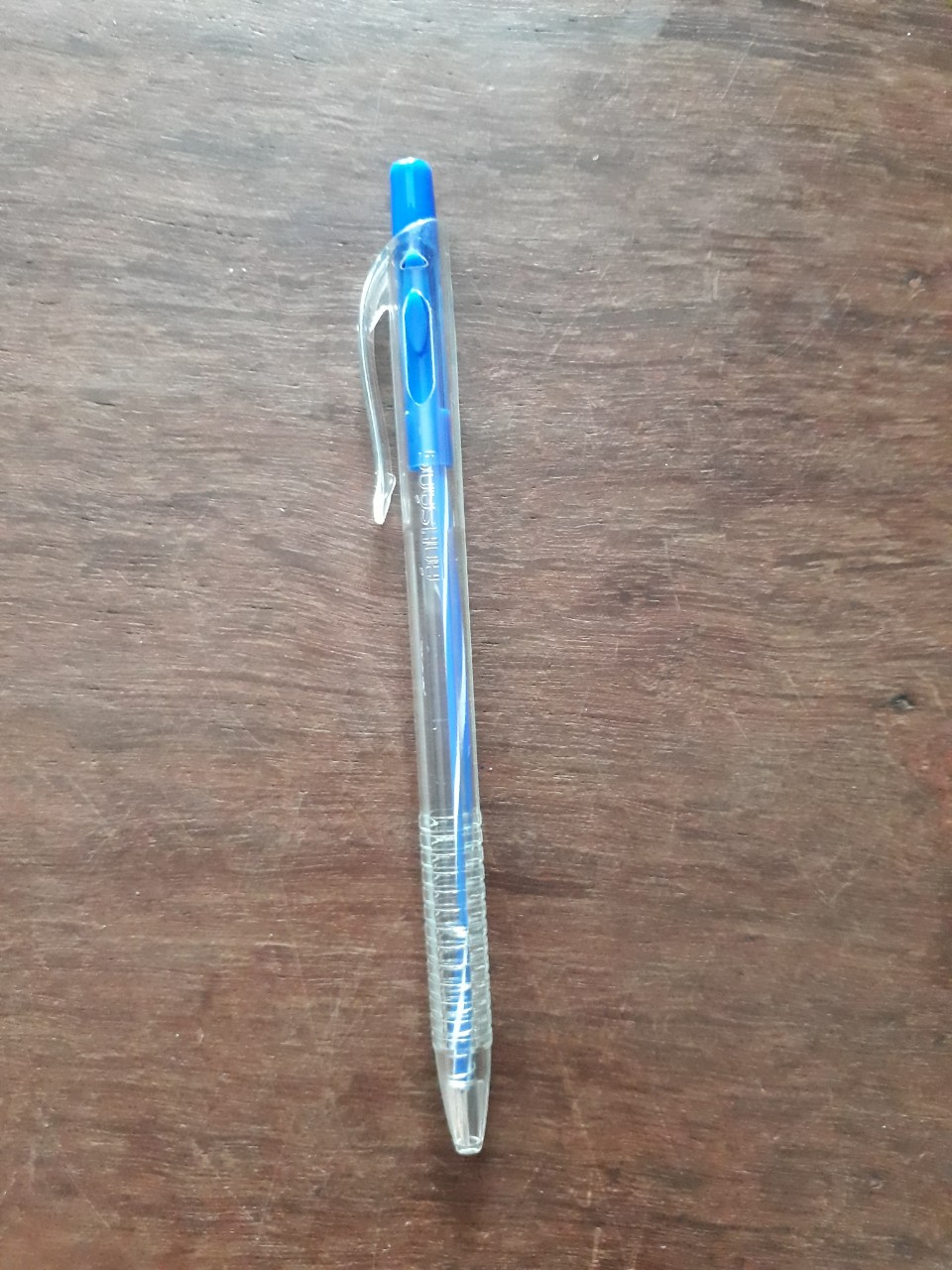 Bút bi mực xanh, ngòi nhỏ, đầu bấm