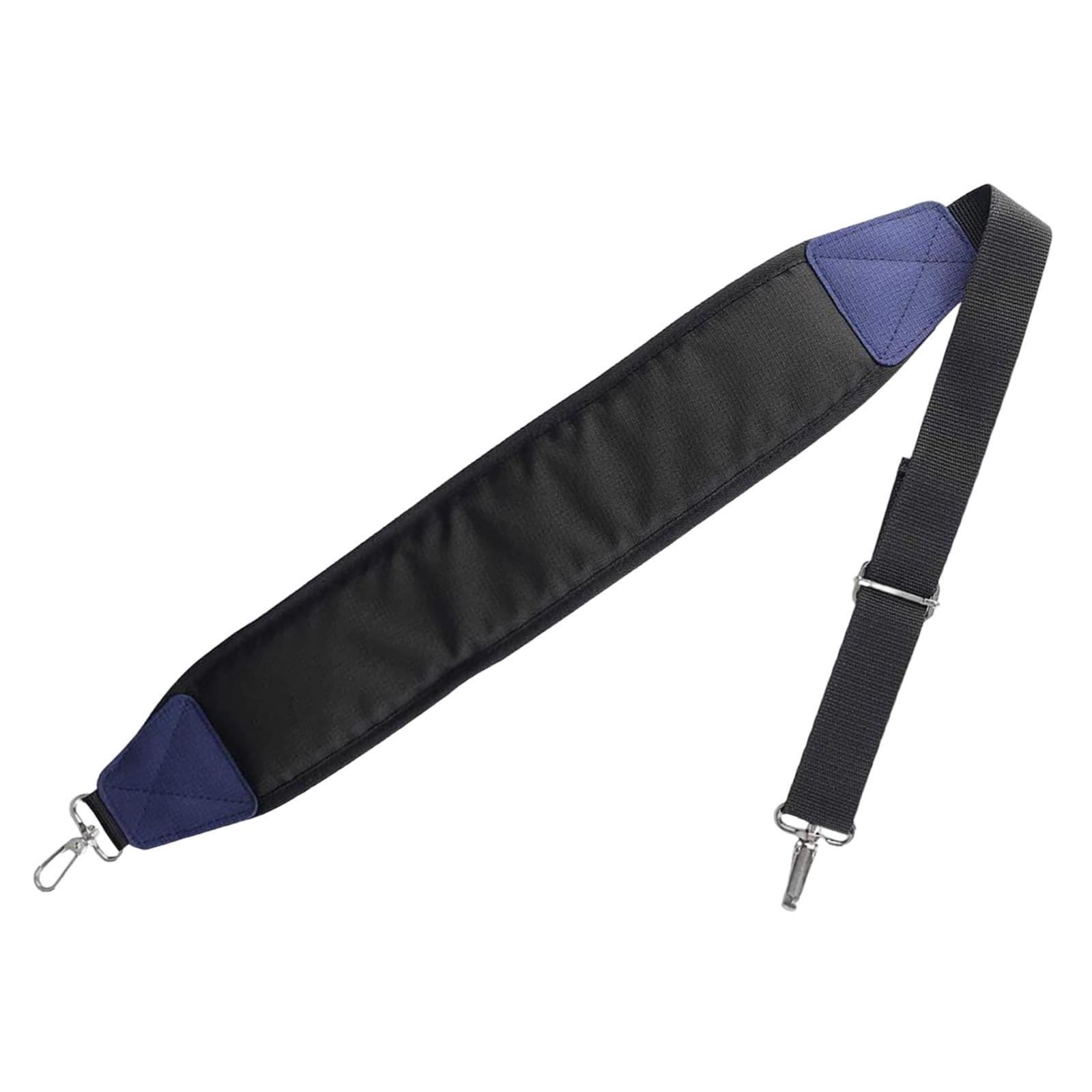 Golf Bag Strap Single Padded Nylon Adjustable Shoulder Strap 2 Clips Black