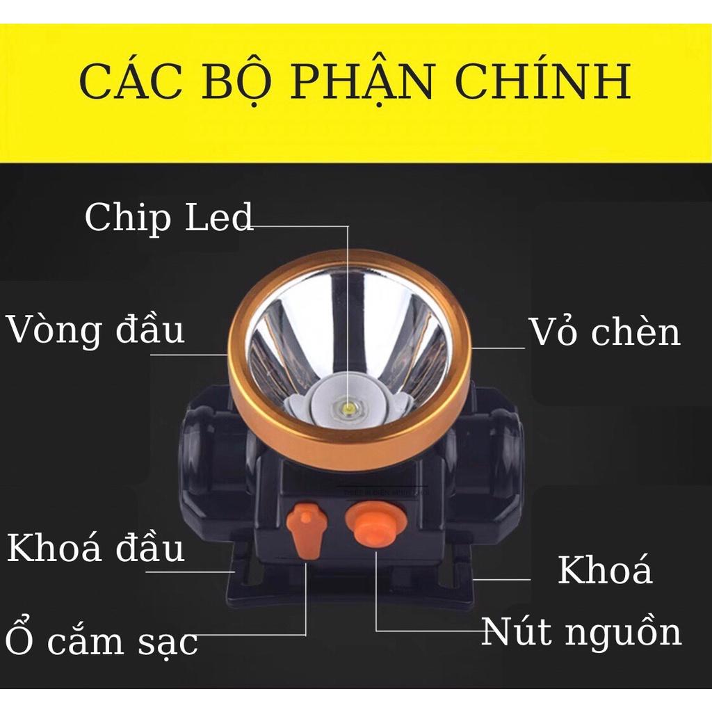 Đèn Pin Đội Đầu Siêu Sáng Sạc Điện, đèn pin đội đầu sạc điện pin trâu, den doi dau pin trâu