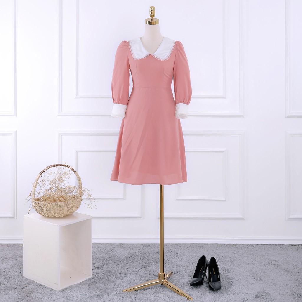 Đầm nữ tay lỡ cổ sen tiểu thư - Váy nữ cách điệu phối tay, cổ TK FASHION DK889