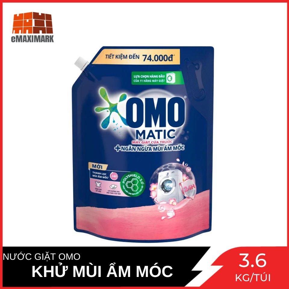 Nước giặt Omo Cửa Trước Ngăn Ngừa Ẩm Mốc Hương Hoa Anh Thảo Túi 3.6kg