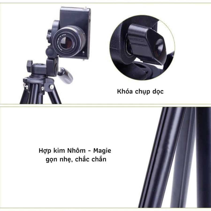 Chân Đế Tripod Cho Điện Thoại Và Máy Ảnh (Kèm Túi Đựng) - Chất Liệu Nhôm Cao Cấp, Gọn Nhẹ, Tiện Dụng Khi Đi Du Lịch [680]