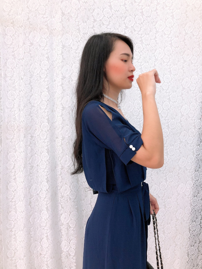 Đầm dự tiệc form dài voan chiffon xẻ tà sang trọng GR0144 - Hình thật shop chụp