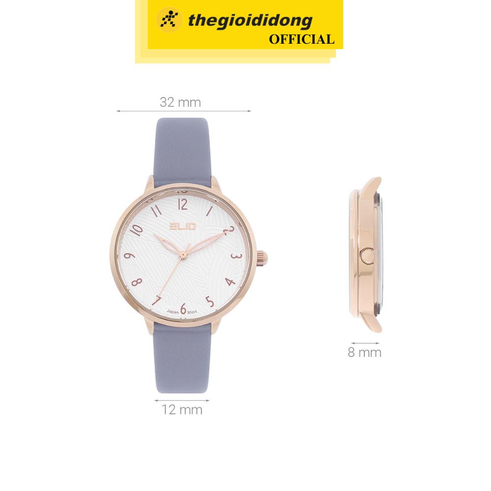 Đồng Hồ Kim Nữ Dây Da Elio EL149-02 Tím - Hàng Chính Hãng