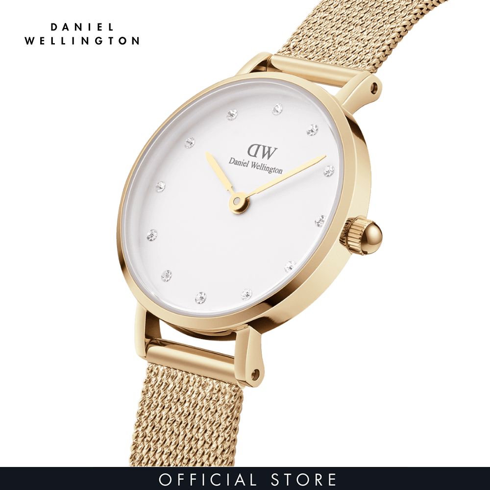 Đồng hồ Nữ Daniel Wellington Lưới - Petite 28 Pressed Evergold Lumine G White 28mm DW00100604