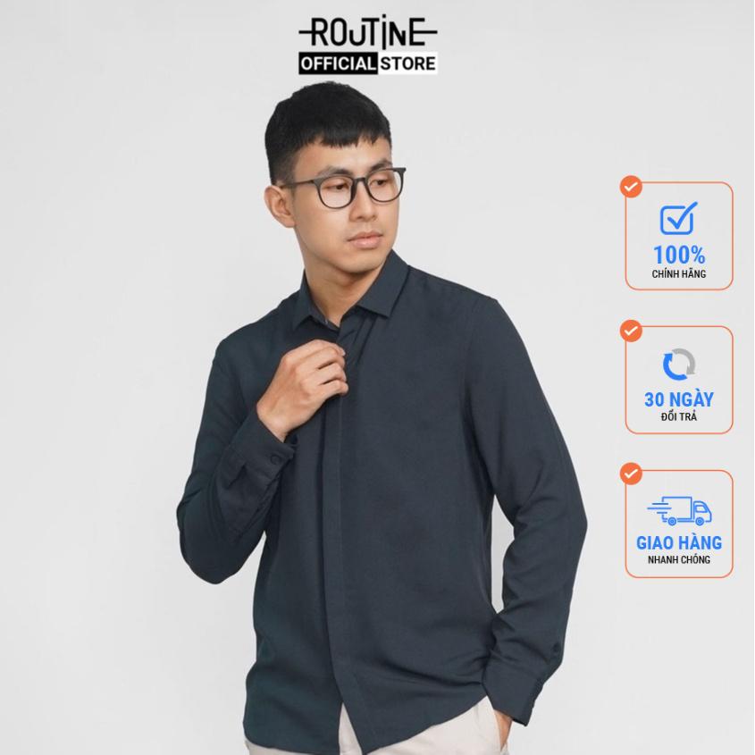 Áo sơ mi tay dài, nẹp giấu nút. FITTED form - Routine 10S21SHL003