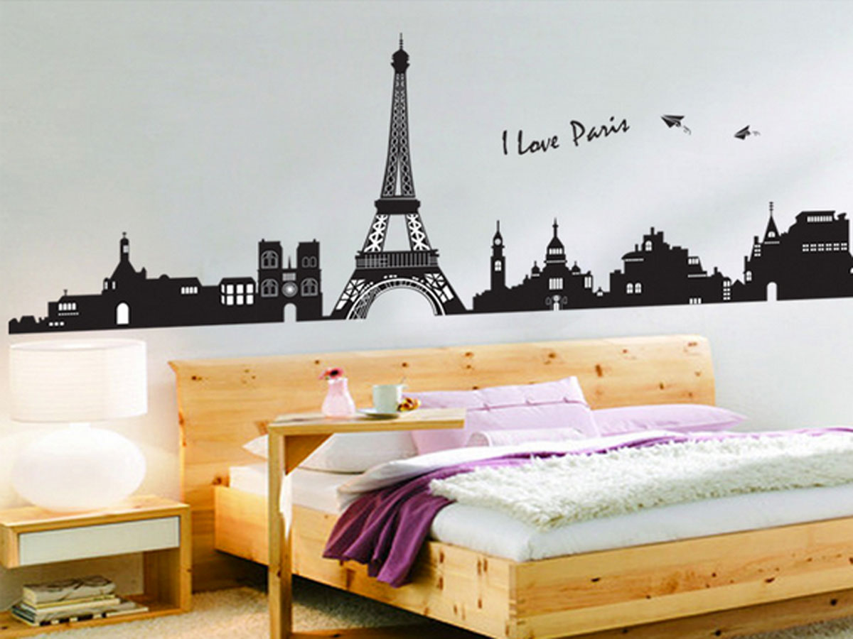 Decal dán tường luvina thành phố paris màu đen ay935