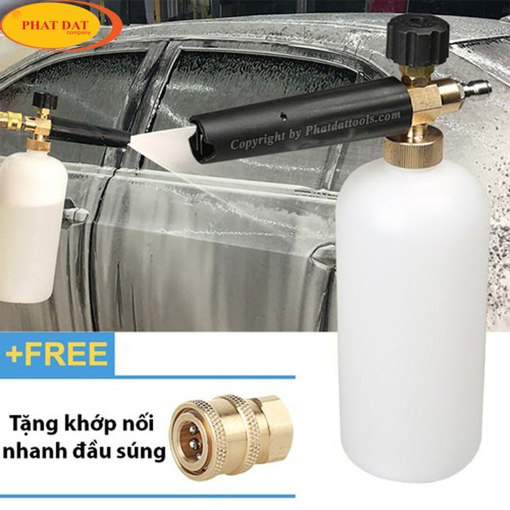 Bình Tạo Bọt Tuyết 1000ml Gắn Súng Xịt Rửa Xe Cao Áp-Tặng Kèm Khớp Nối Nhanh