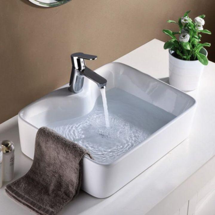 Lavabo, Chậu Lavabo, Lavabo Minh Long Vuông Trên Bàn Đá - LB-D4