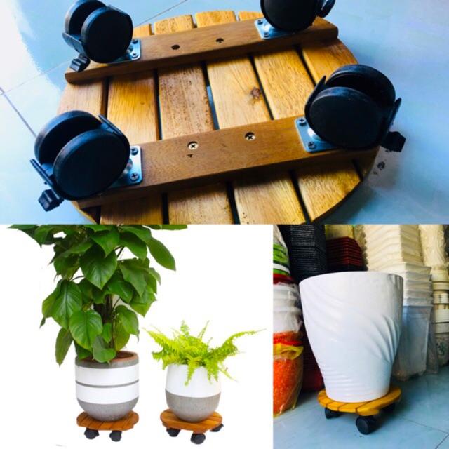 Đế Lót Chậu Cây, Giá Để Chậu Có Bánh Xe, Chất Liệu Gỗ, Đế Để Đồ Đa Năng