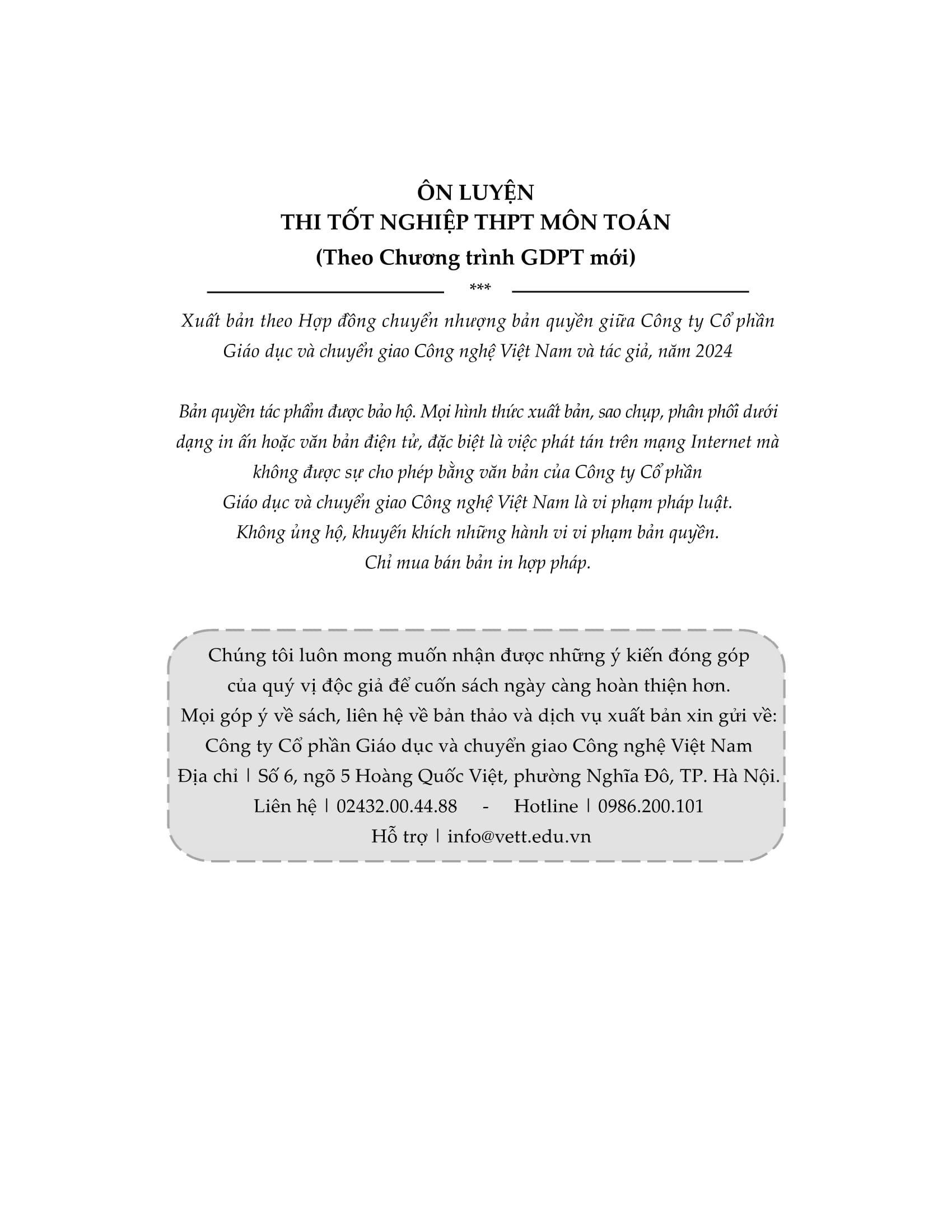 Sách - Ôn Luyện Thi Tốt Nghiệp THPT Theo Chương Trình GDPT Mới - Môn Toán