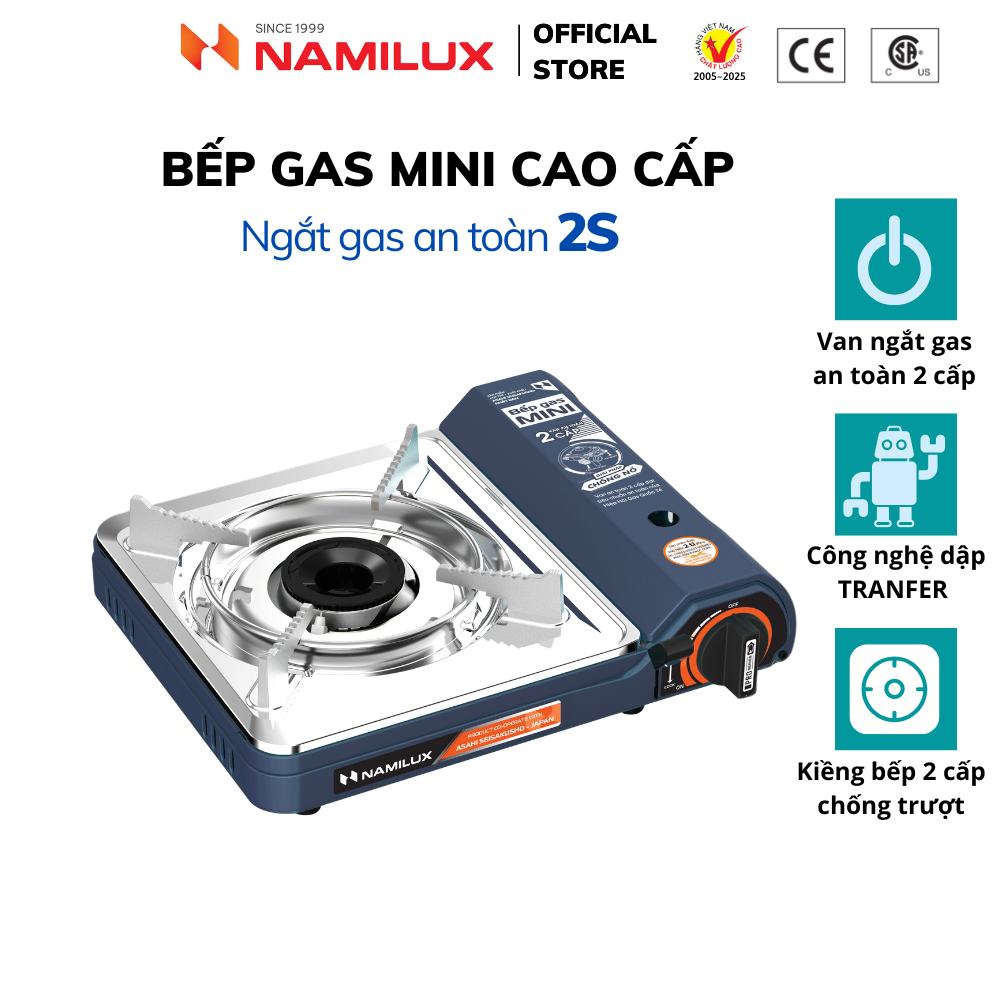 Bếp Gas Mini/ Du Lịch Cao Cấp NaMilux NH-P3012PS/PL2021PS / Van Ngắt Gas An Toàn 2 Cấp Tự Động - Giải Pháp Chống Nổ/ Hàng Chính Hãng