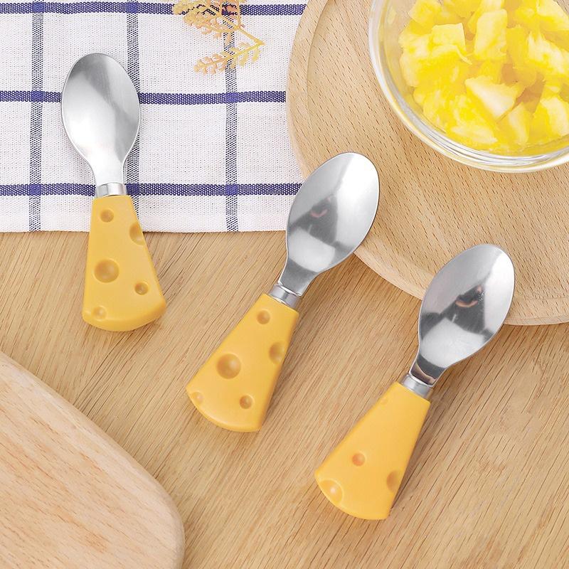 Thìa Tập Xúc Cho Bé Thìa Inox Phô Mai Decor Cute