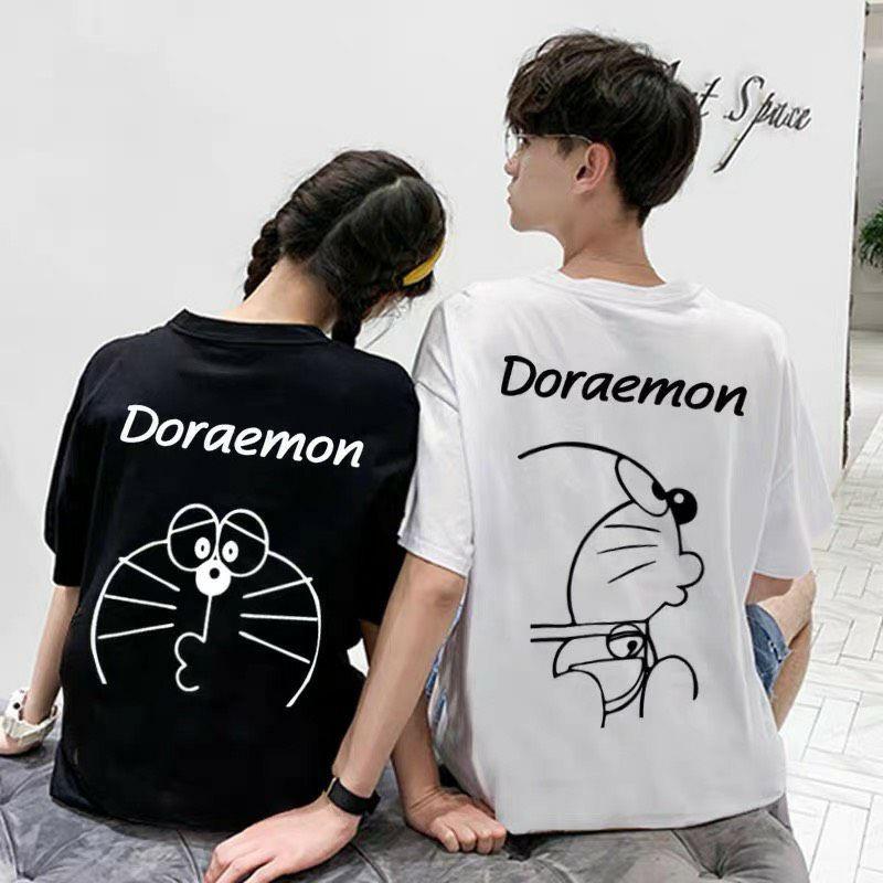 Áo thun Doremon Unisex đen trắng Doraemon Cotton CVC kháng khuẩn khử mùi bản oversize tay lỡ