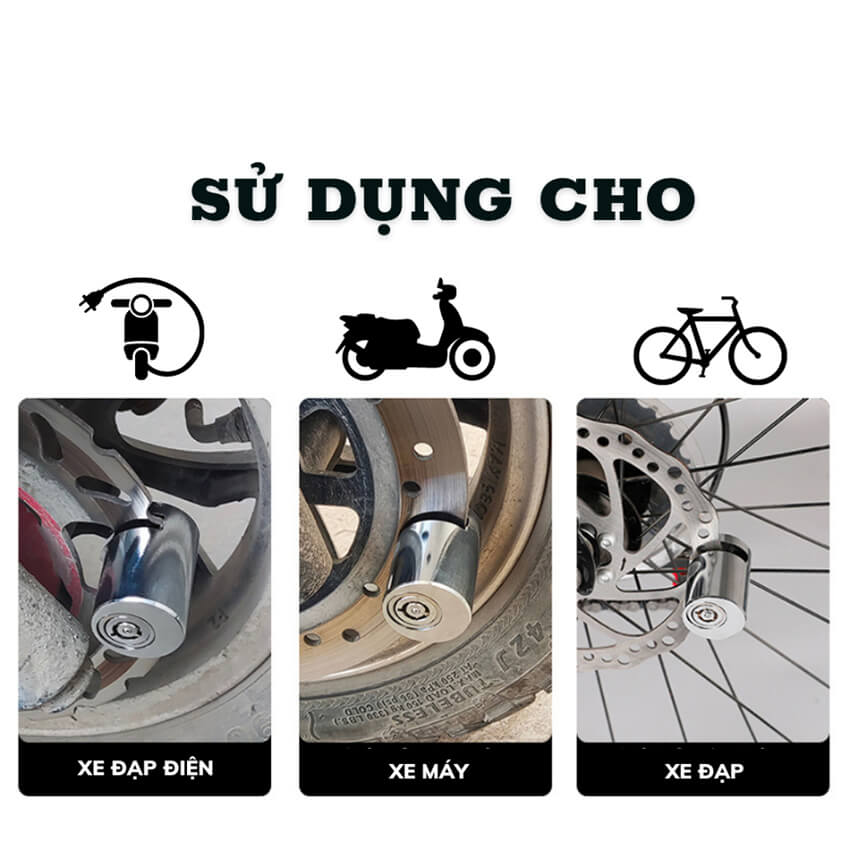 Khóa phanh đĩa xe máy chống trộm Moto Lock chất liệu thép nguyên khối, khóa chống trộm cho xe mô tô, xe đạp chống cắt