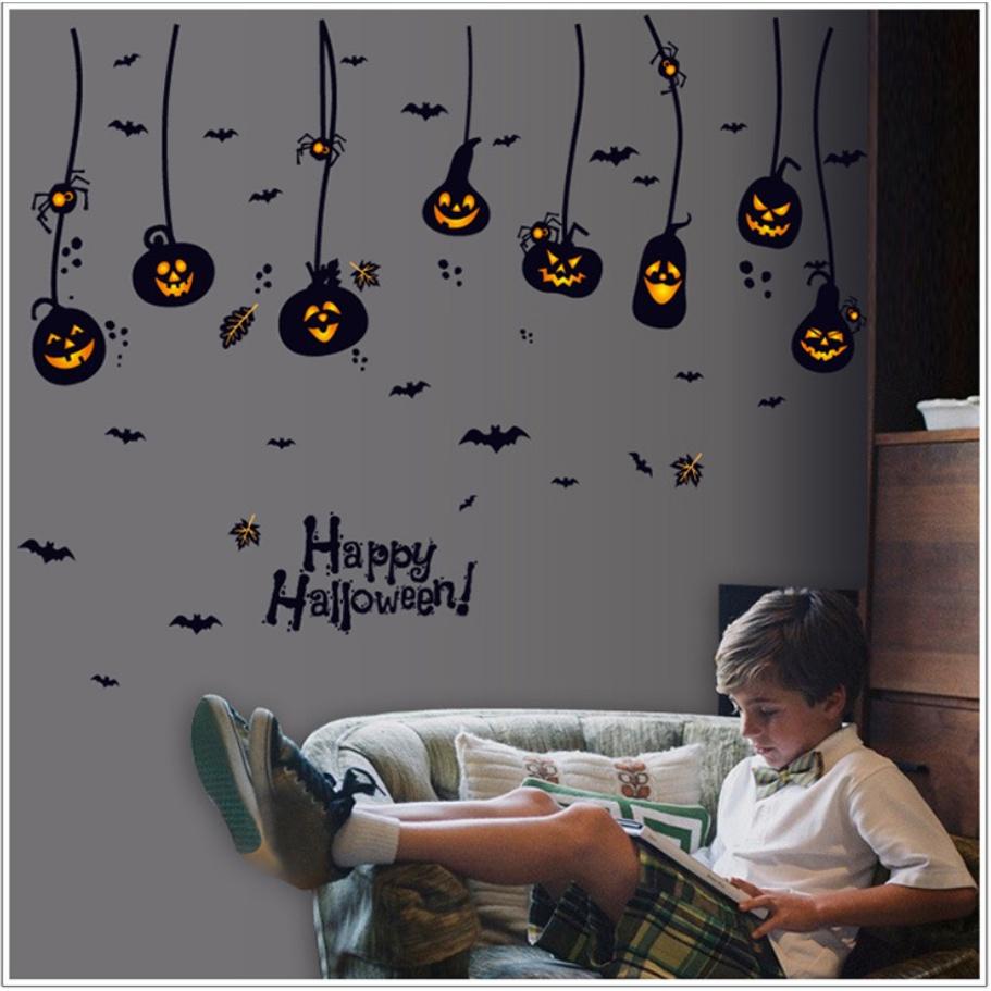 COMBO DECAL DÁN TƯỜNG - Rèm dây kết hợp Thành Phố Halloween