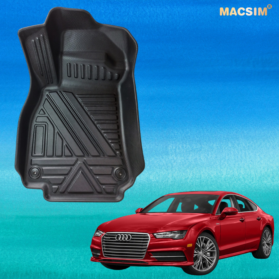 Thảm lót sàn xe ô tô Audi A7 2018-2022 Nhãn hiệu Macsim chất liệu nhựa TPE cao cấp màu đen