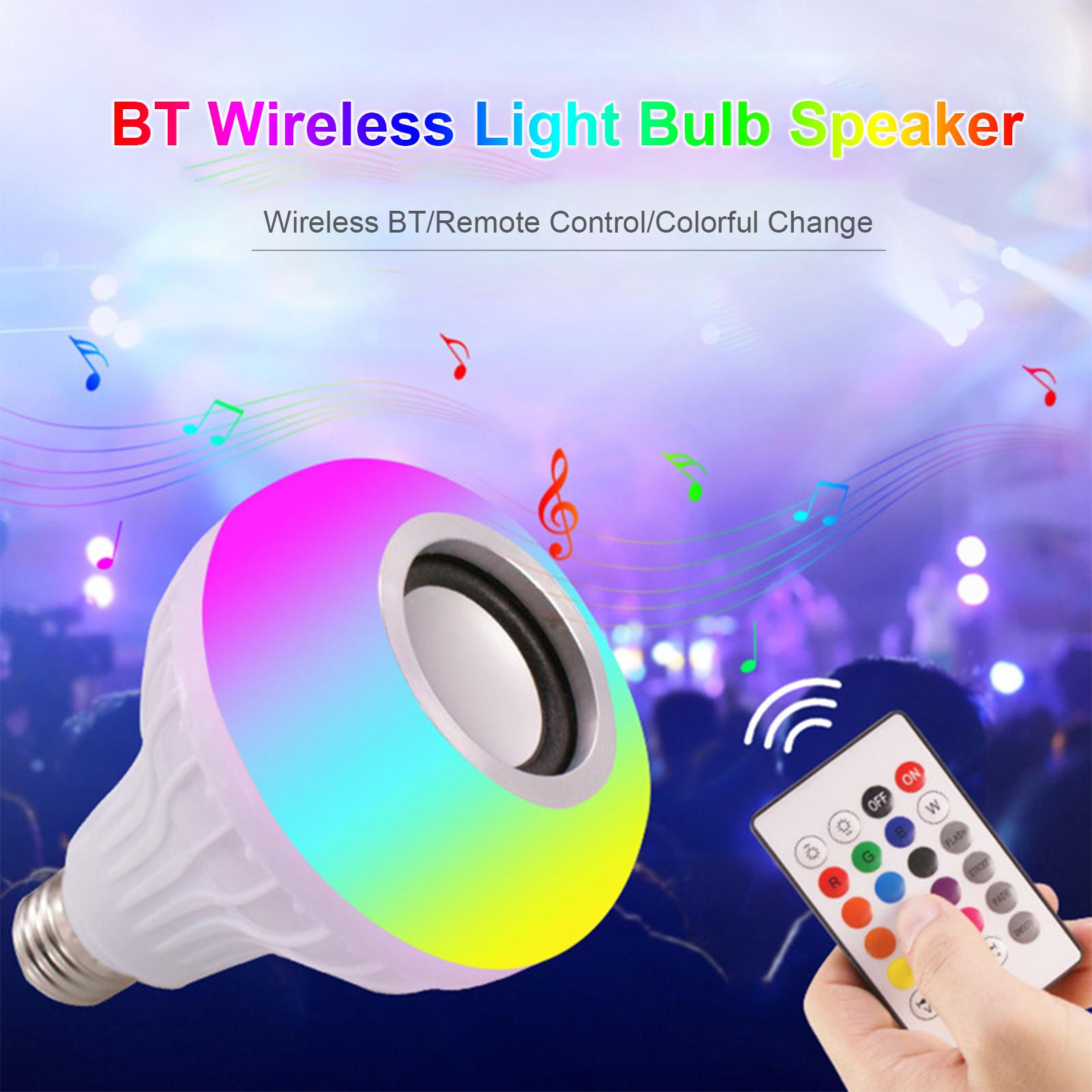 Bóng đèn âm nhạc thông minh LED E27, thay đổi 13 màu sắc, điều khiển từ xa, 4 chế độ, bluetooth 4.0