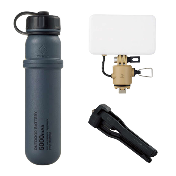 COMBO Pin Dự Phòng 5000 mAh Và Đèn LED Dã Ngoại 12W NESTOUT - Hàng Chính Hãng - YUZUHA SHOP - Màu Đen