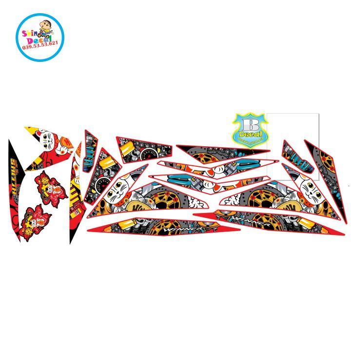 Tem rời winner mèo may mắn dán xe đỏ