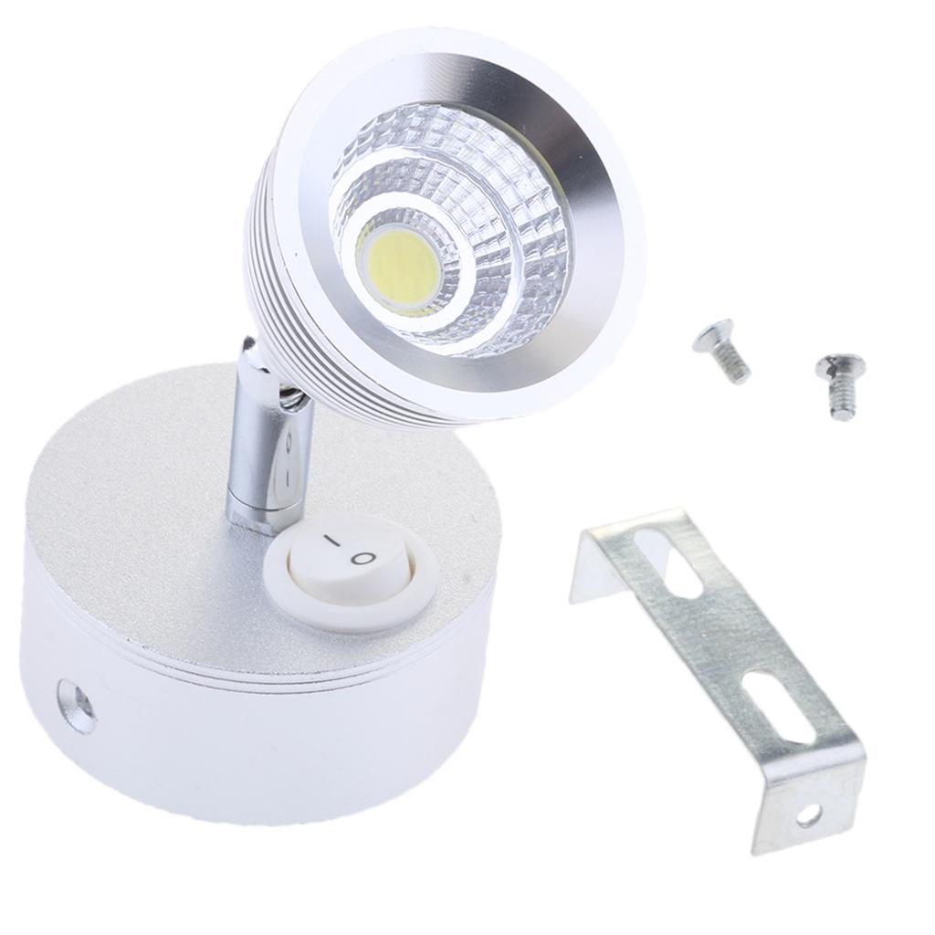 Boat 12V LED Reading Swivel Light 6000K Wall Mount for Marine Cabin RV Black