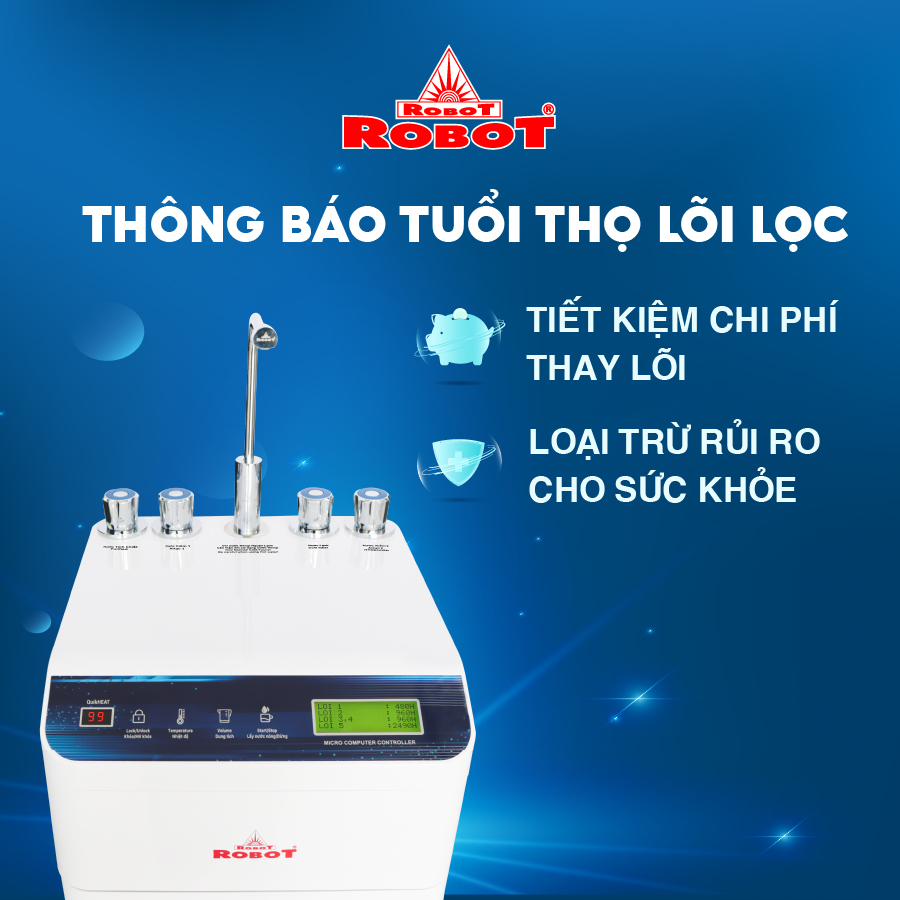 Máy Lọc Nước R.O Hydrogen Kiềm Nóng Thông Minh Lạnh ROBOT HydroElite-9 - Hàng Chính Hãng