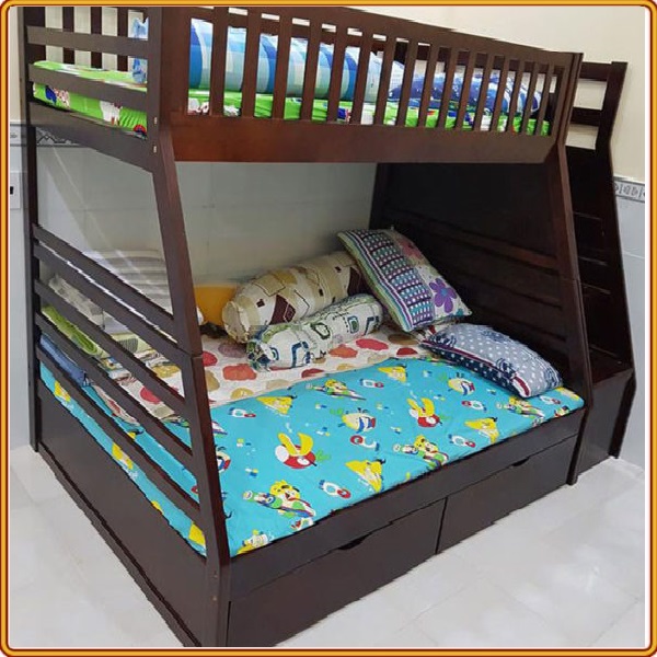 Giường 3 tầng nhập khẩu, cầu thang đảo chiều Tundo