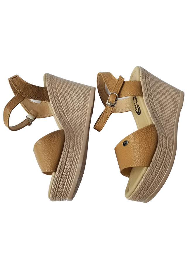 Giày sandal đế xuồng nữ da bò thật cao 9 phân HKT48