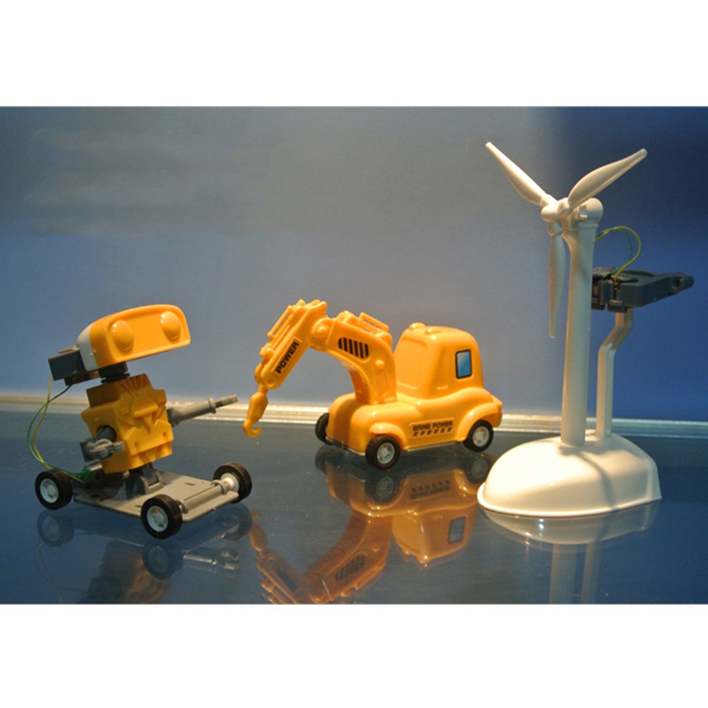 Đồ chơi khoa học Sáng Tạo Stem - Bộ lắp ráp Động cơ chạy bằng Nước muối 3 trong 1: Robot, Xe cần cẩu, Cối xây gió