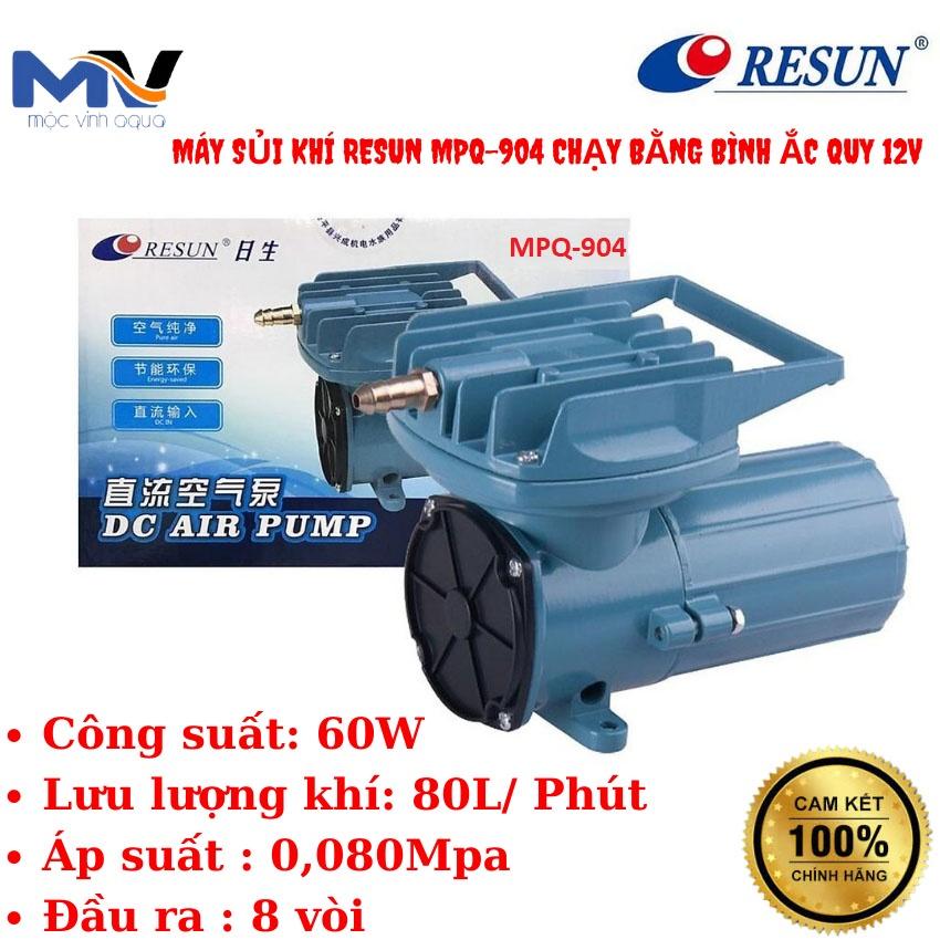 Máy sủi oxy Resun MPQ-902/MQP-903/MQP-904/MQP905/MQP-906/MPQ-907 chạy bằng bình Ắc Quy 12V