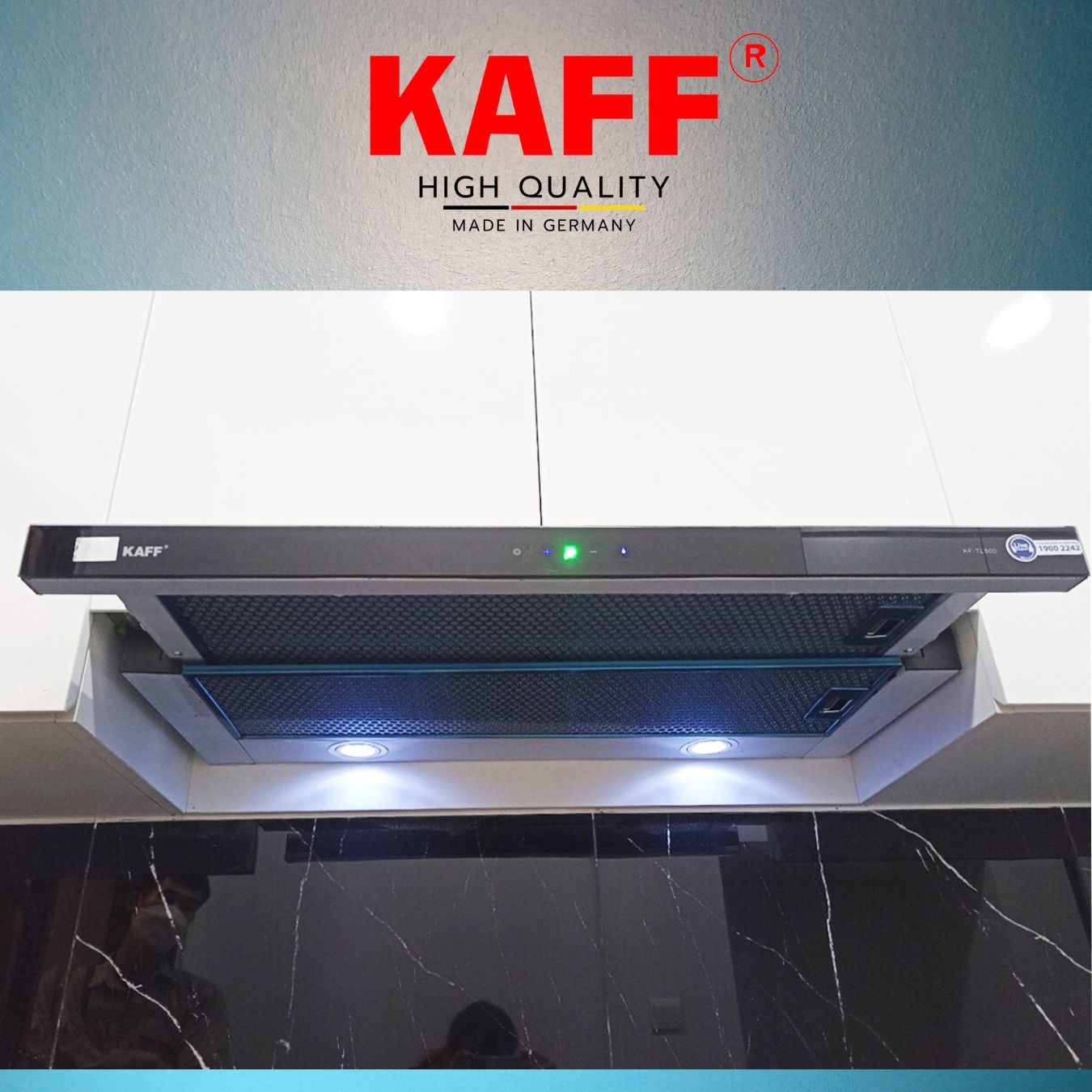 Máy hút mùi âm tủ inox phối kính cảm ứng 600mm KAFF KF_TL600 Tặng bộ lọc than thay thế _ Hàng Chính Hãng