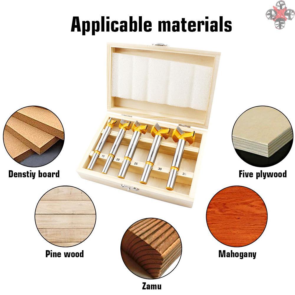 BITS BITS Set 5 Mũi Khoan Lỗ Bằng Thép Carbon