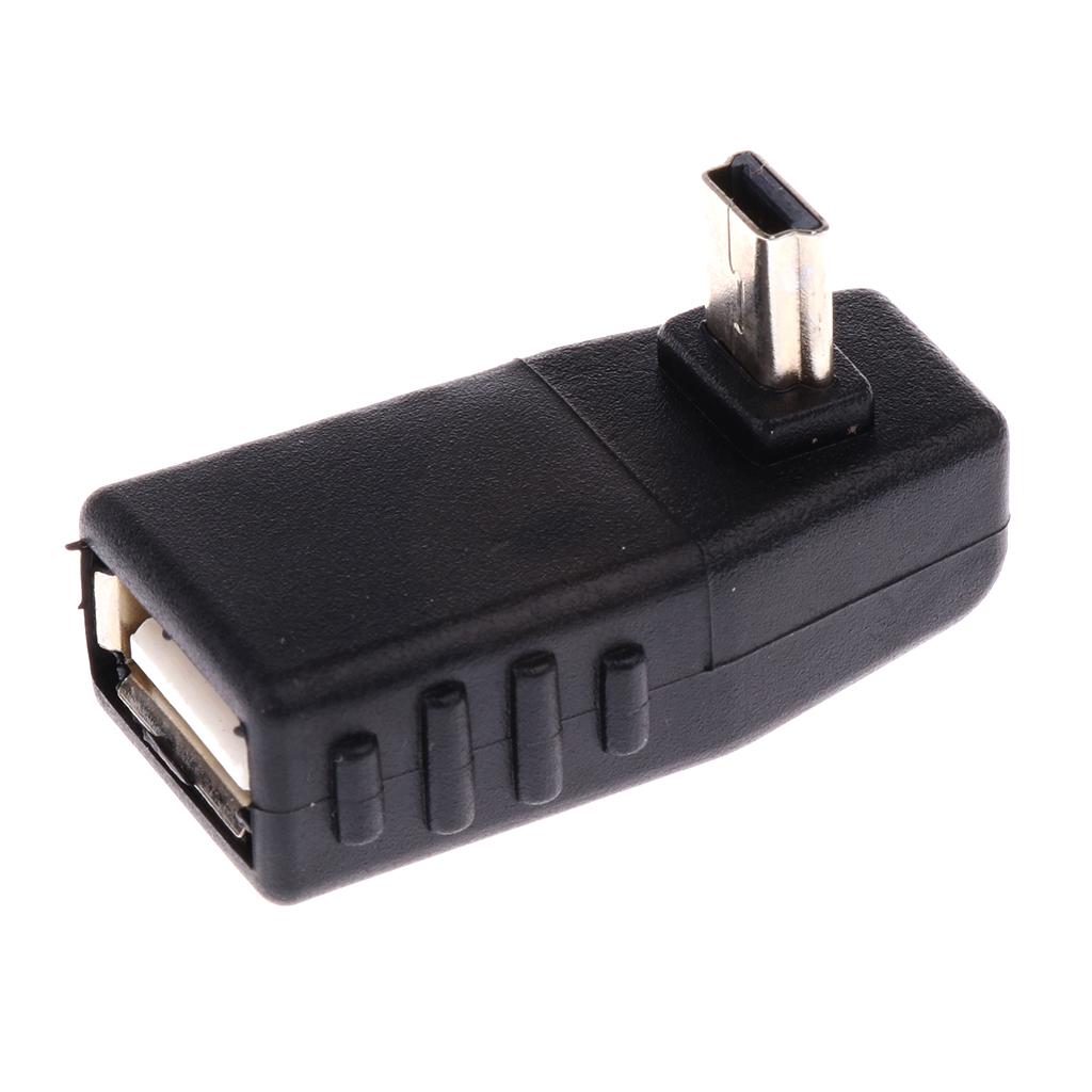 90 Degree Right Angle Mini USB Male to USB Female OTG Adapter Connector