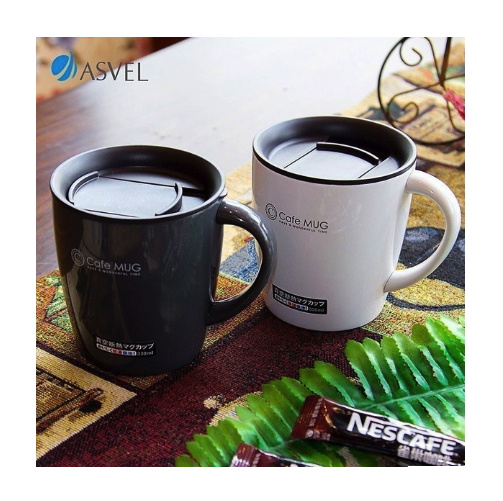 Cốc inox giữ nhiệt Cafe Mug 330ml có gioăng silicon  & nắp trượt chống tràn TẶNG KÈM 01 Set 150 ống hút đa sắc màu Seiwa Pro có thể tái sử dụng nhiều lần