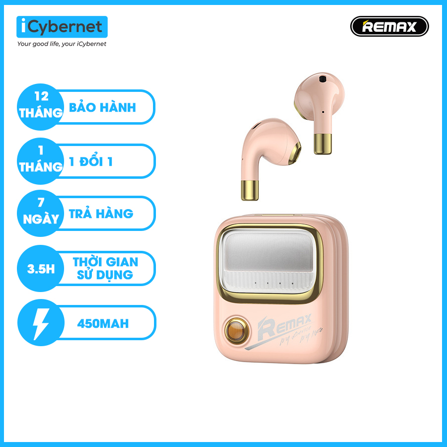 Tai nghe bluetooth True Wireless thiết kế retro Remax TWS-38 - Hàng chính hãng