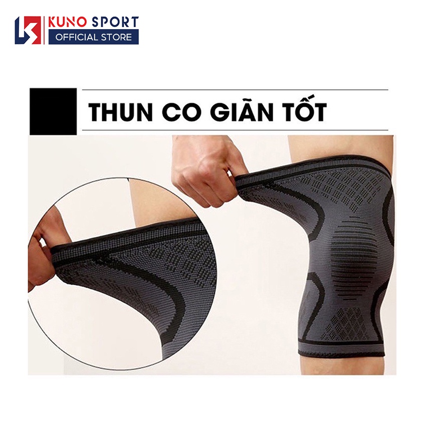 Bó gối chơi thể thao KUNO chất liệu đàn hồi co dãn bốn chiều, băng bảo vệ đầu gối cao cấp - KN09