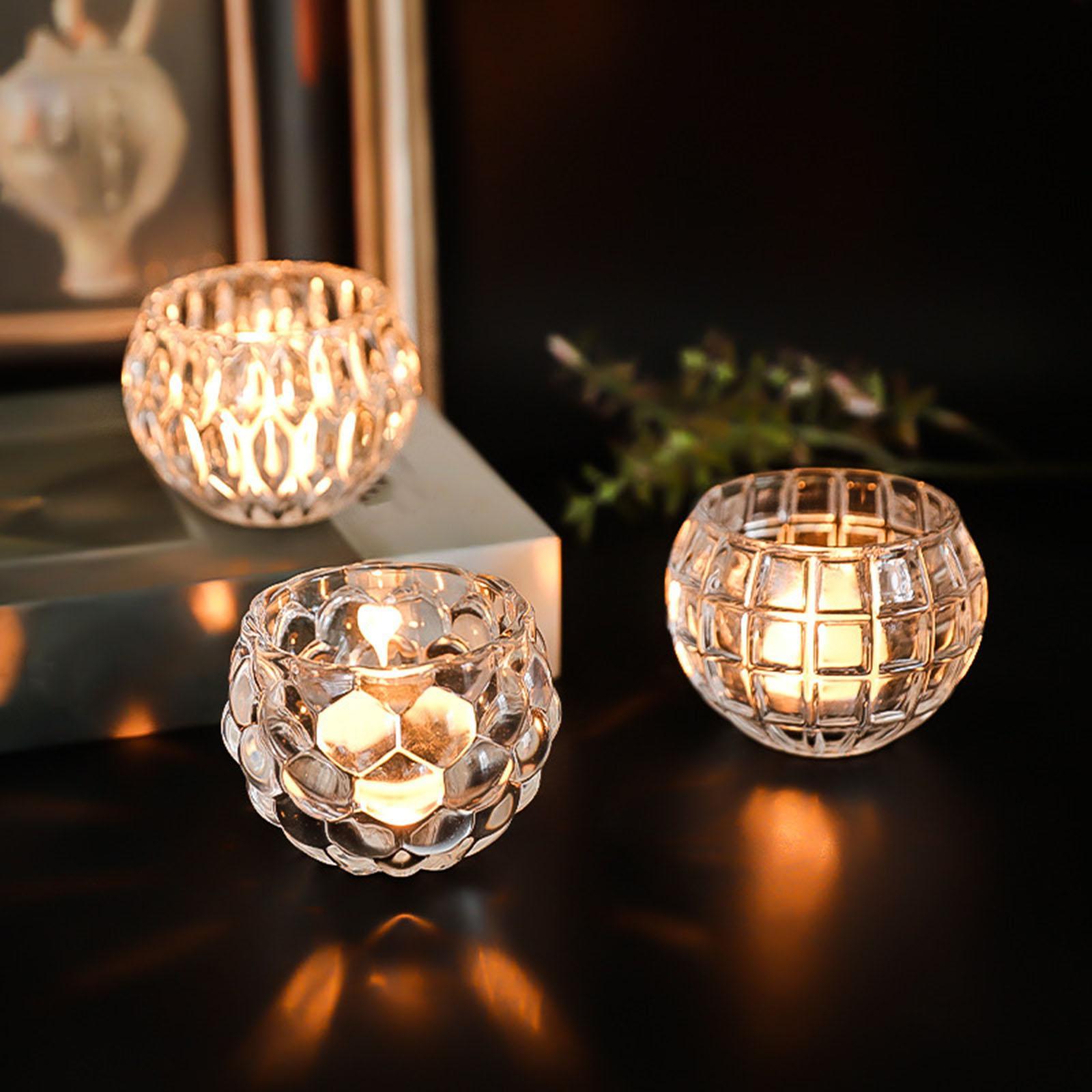 Nordic Transparent Glass Candle Holders, Round Bowl Decorative Candlestick For Coffee Shop