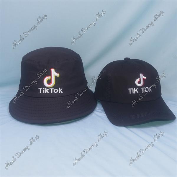 Set Nón Cặp Bucket &amp; Cap Tik Tok (TKT03); (TKV01) - Đen